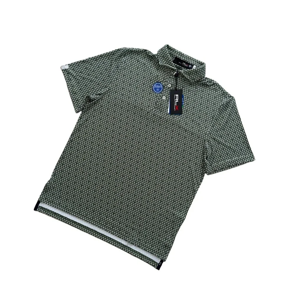 RLX Ralph Lauren Golf Polo Men's S Green Tee Print Performance Wicking NWT